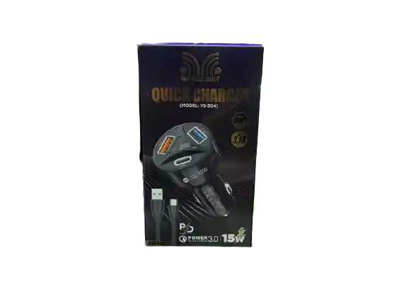 Cargador Para Carro De 15w Carga Rapida De Tres Entradas