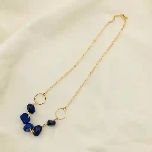 Collar Dorado Con Piedras Lapislázuli