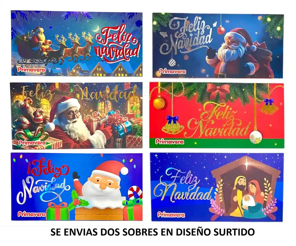 Lluvia De Sobres Navidad Diseños Surtidos X 2 Unidades Primavera