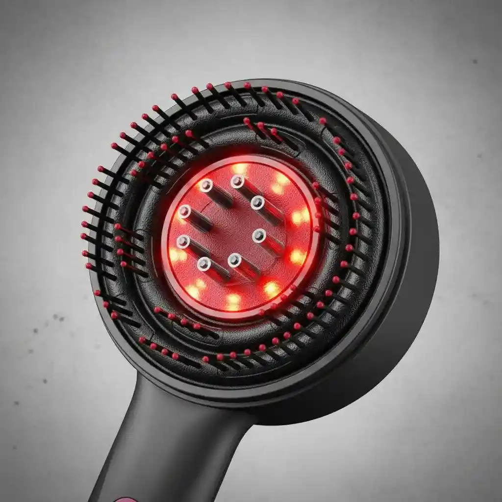Cepillo Masajeador Capilar Con Luz Led Roja