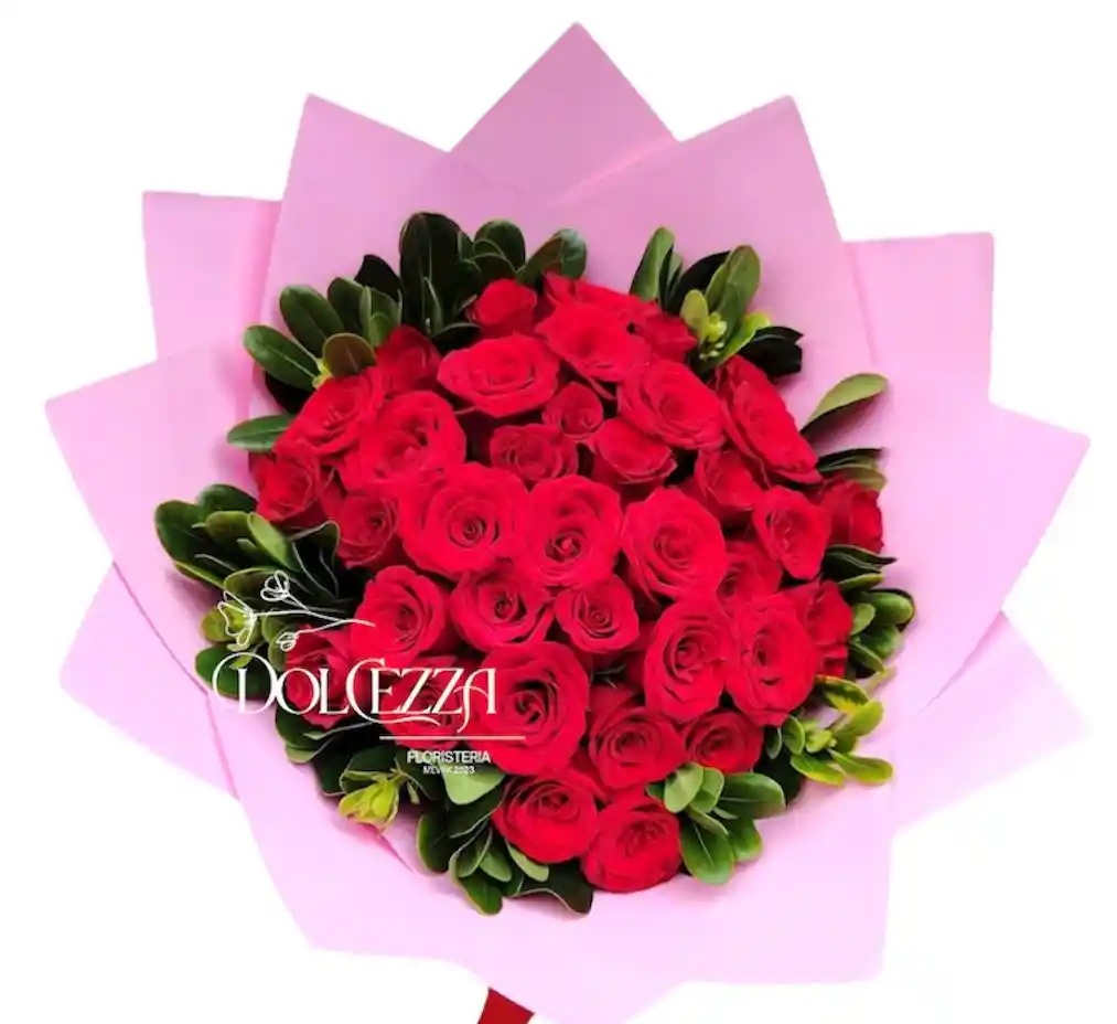 Flores Rosas Rojas X24 En Bouquet