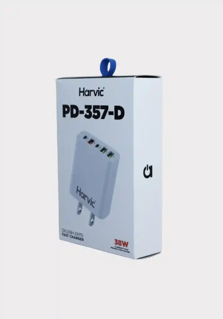 Cargador Rápido Harvic Pd-357-d 38w (3 Usb + 2 Pd)