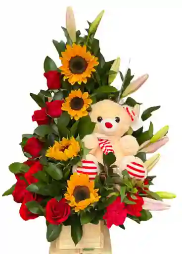 Flores En Base Con Peluche