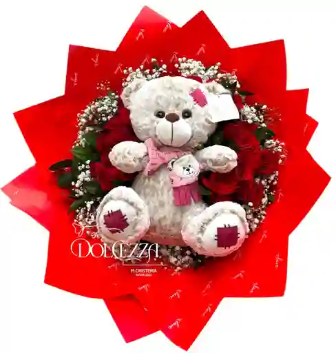 Flores Rosas Rojas Y Peluche Teddy