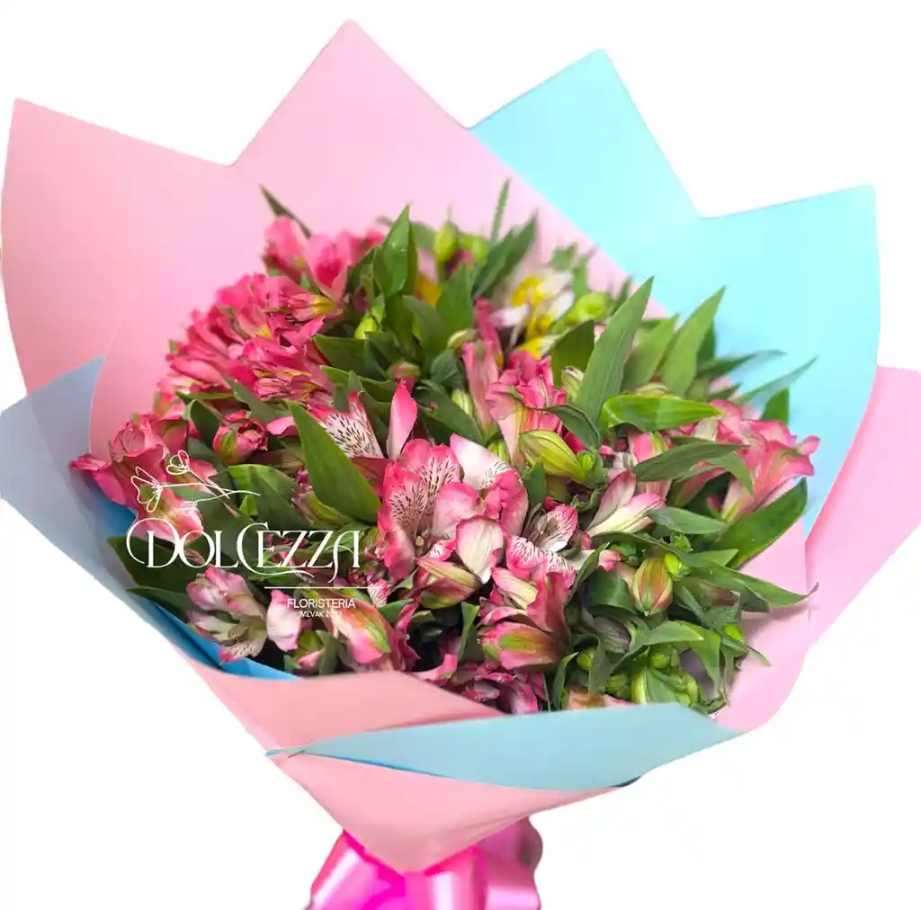 Flores Astromelias Rosadas En Bouquet