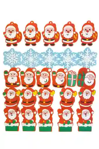 🎅 Pin Navideño En Goma Eva – Diseño Papá Noel / Copo De Nieve / Regalo X3unidades