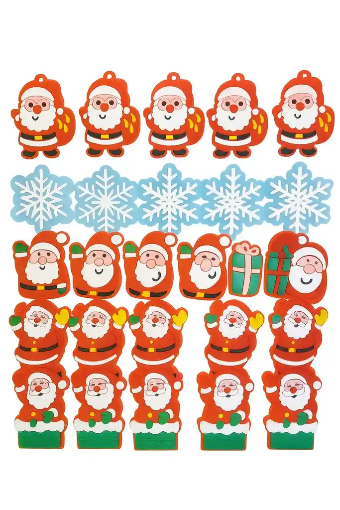 🎅 Pin Navideño En Goma Eva – Diseño Papá Noel / Copo De Nieve / Regalo X3unidades