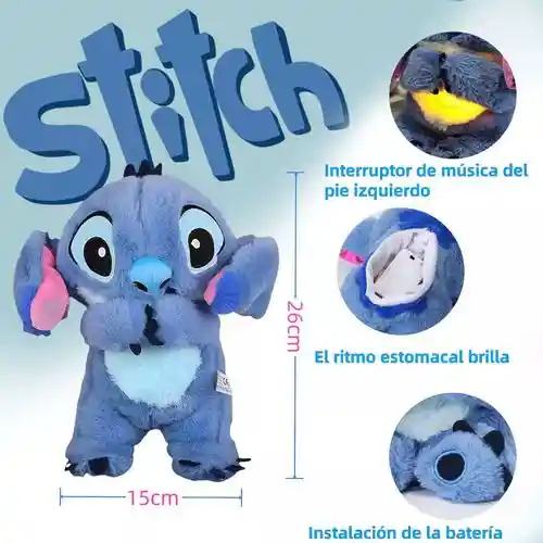 Peluche Que Respira Stitch Felpa Suave Calman La Ansiedad