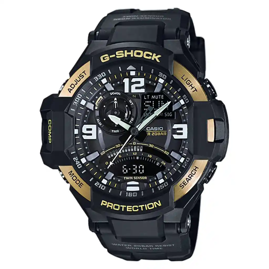 Reloj Casio H-shock Negro Con Dorado