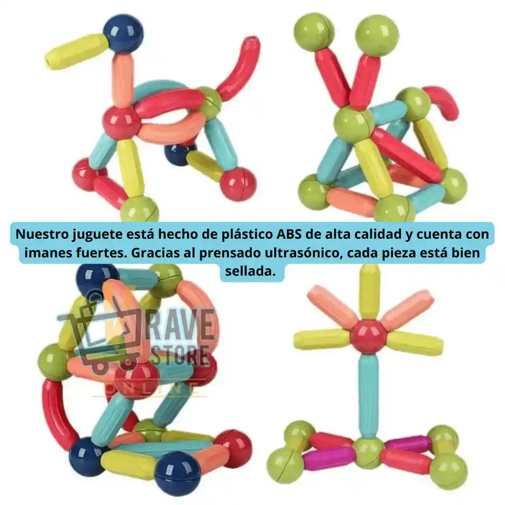 Magnetico Bolas Y Varillas De Colores Juego Aprendizaje