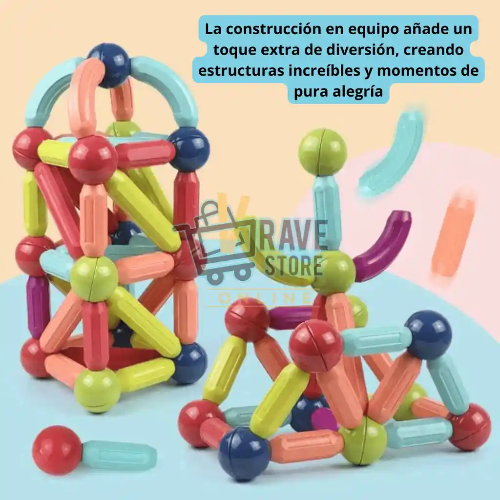 Magnetico Bolas Y Varillas De Colores Juego Aprendizaje