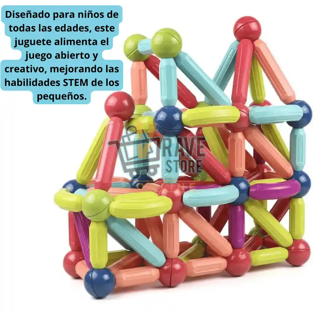 Magnetico Bolas Y Varillas De Colores Juego Aprendizaje