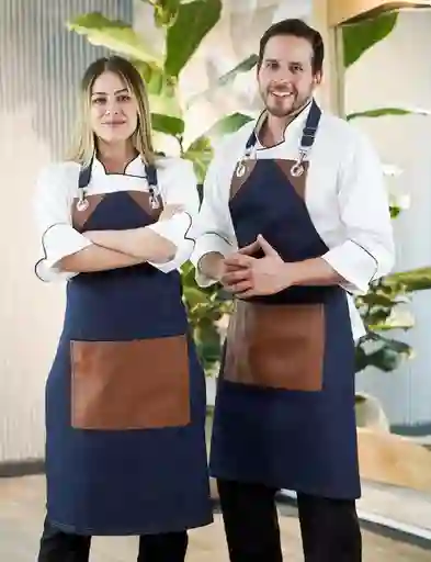 Delantal Jean Con Cuerina Unisex