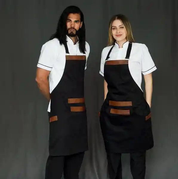 Delantal Dril Con Cuerina Unisex