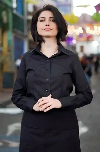 Camisa Oxford Dama Negra. Tallas: Xs, S, M, L, Xl