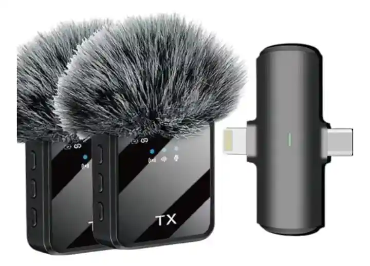 Micrófono Inalámbrico Solapa Profesional, Tipo C, Ios F15-2 - Negro