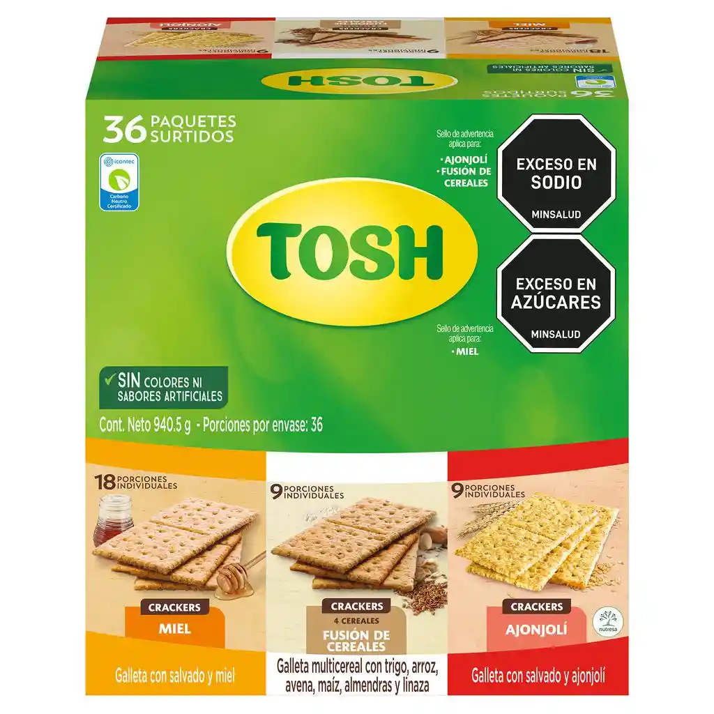 Tosh Galletas Crackers En Sabores Surtidos 36 Unidades