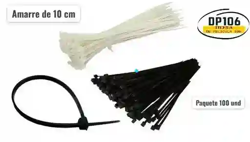 Amarre Plastico De 10 Cm X 100 Und