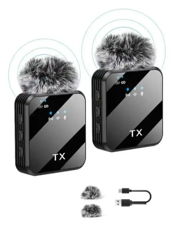 Micrófonos De Solapa Inalámbricos Para Celular Negro