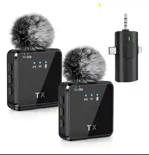 Micrófonos De Solapa Inalámbricos Para Celular Negro
