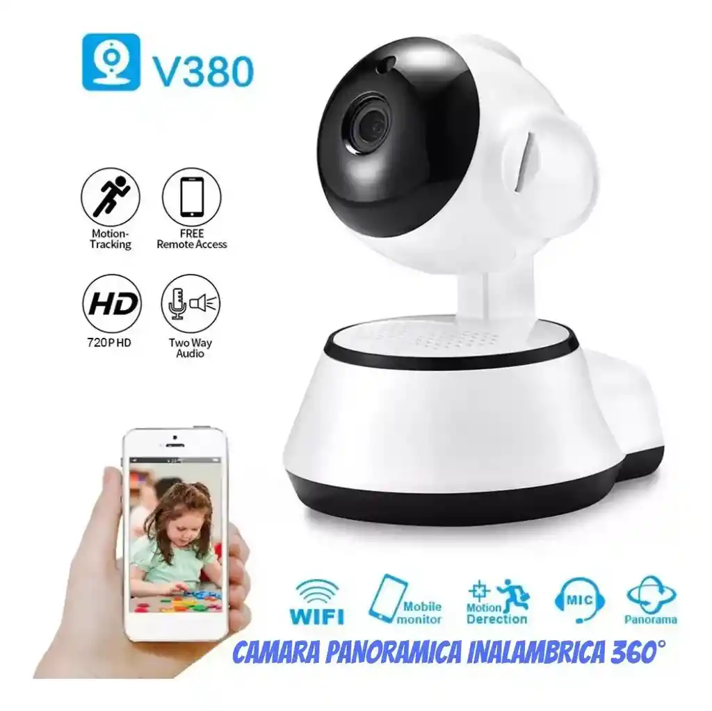 Camara Seguridad Wifi Q6 360° App V380 Ip Con Parlante Y Micrófono