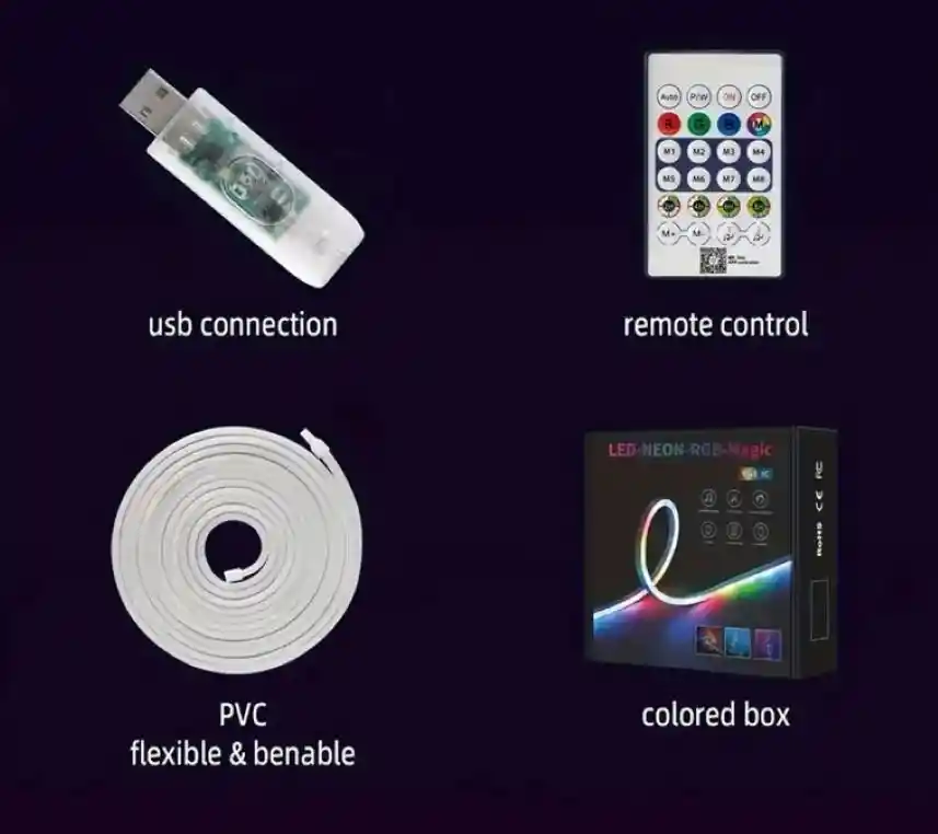 Cinta Tira Led Luz Neon Rgb Manguera 5 Metros Rítmica Usb