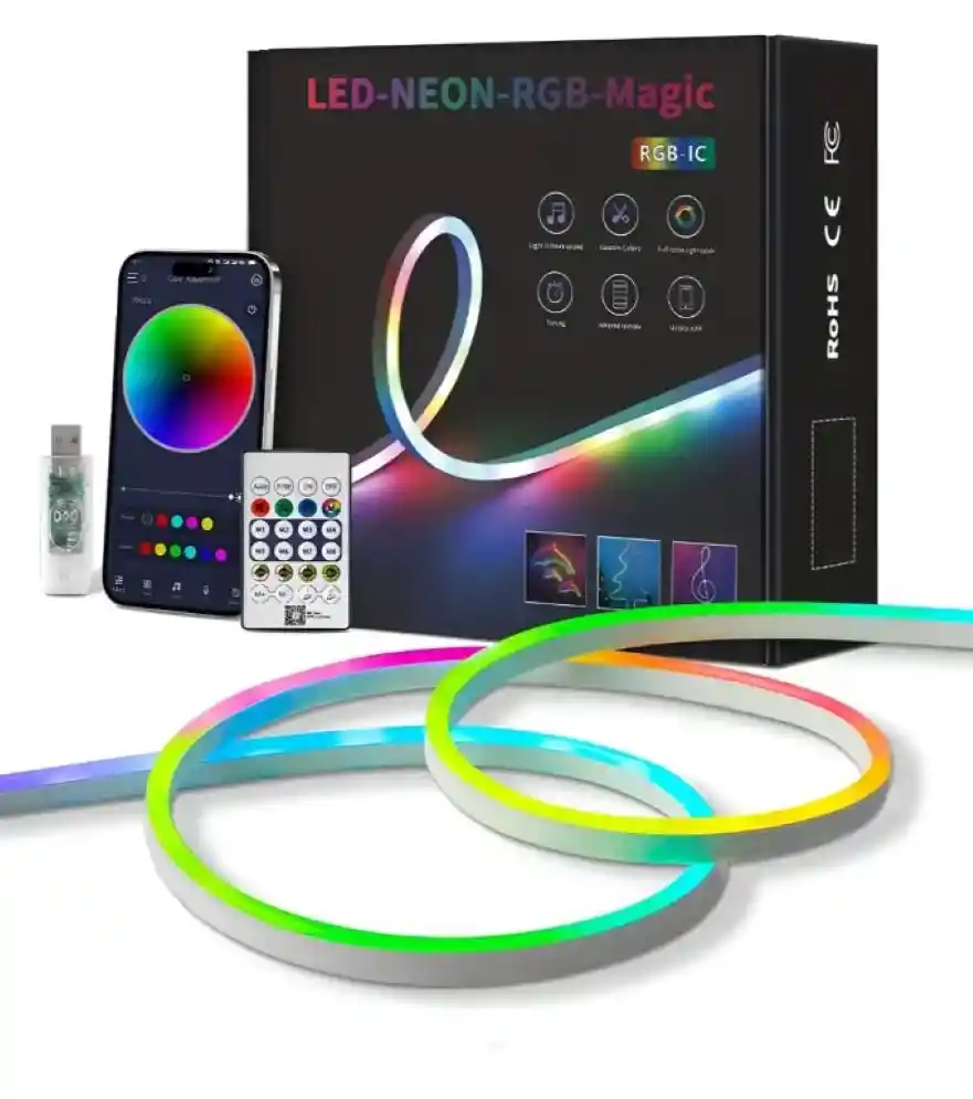 Cinta Tira Led Luz Neon Rgb Manguera 5 Metros Rítmica Usb