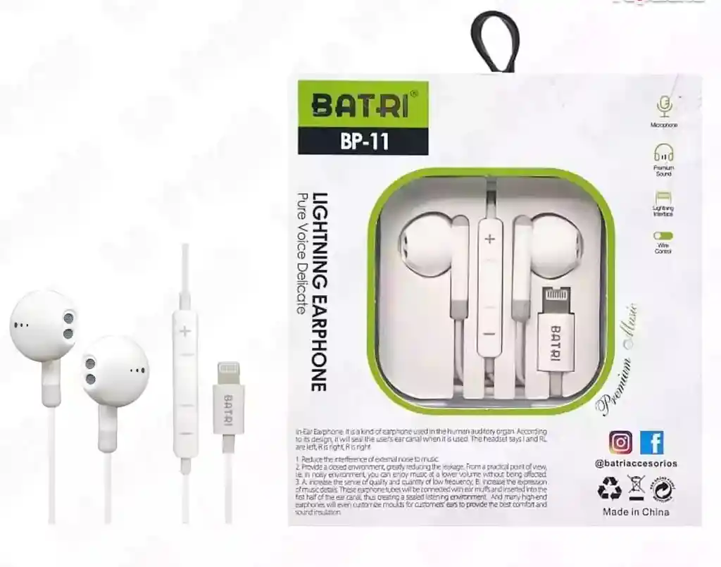 Audifonos Apple Conector Lightning Batri Bp-11