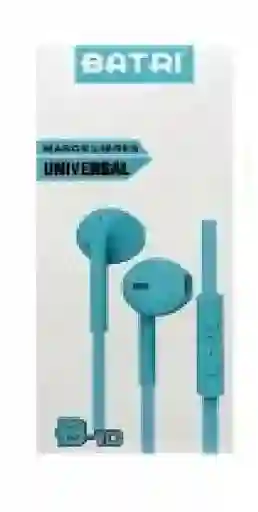 Audifonos Alambrico Batri B-10 Conector Jack 3.5 Azul Claro