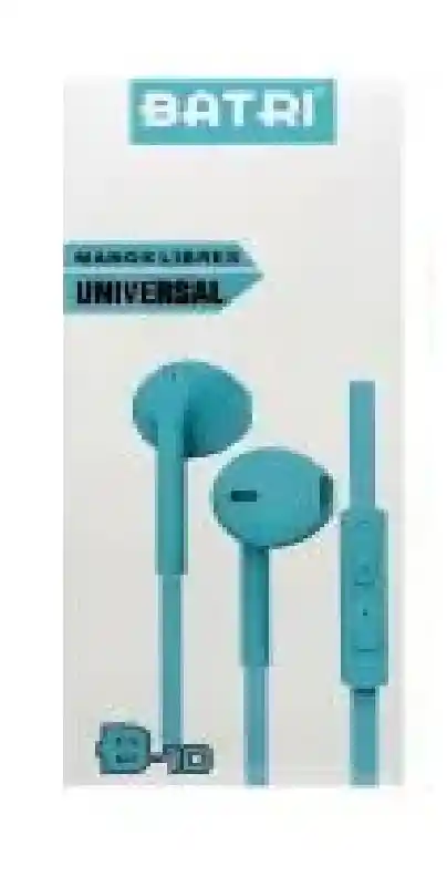 Audifonos Alambrico Batri B-10 Conector Jack 3.5 Azul Claro