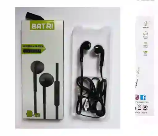 Audifonos Alambrico Batri B-10 Conector Jack 3.5 Negro