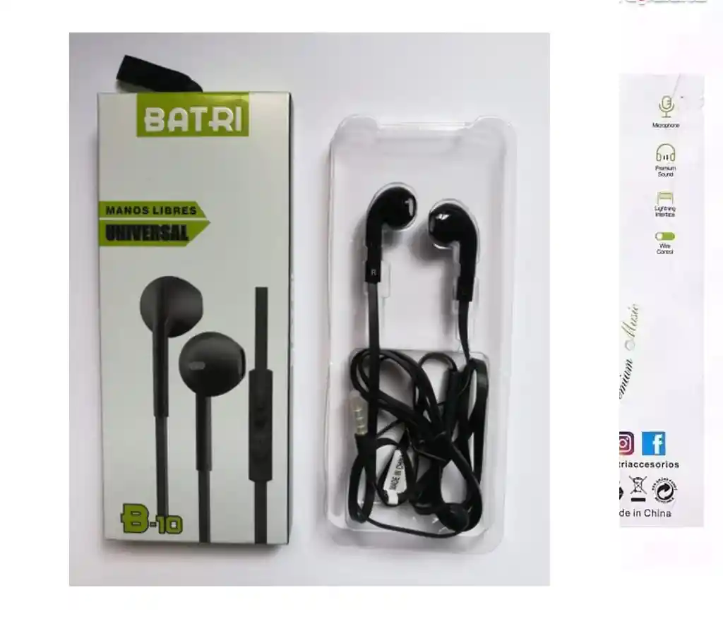 Audifonos Alambrico Batri B-10 Conector Jack 3.5 Negro