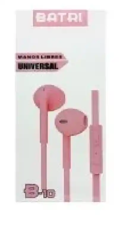 Audifonos Alambrico Batri B-10 Conector Jack 3.5 Rosado