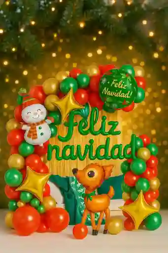 Kit Navideño 79 Piezas “feliz Navidad” Globos Rojos, Verdes Y Dorados