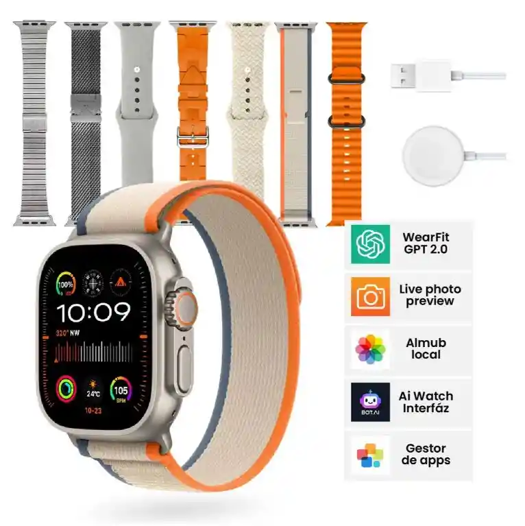Smartwatch H9 Ultra Plus 49mm + 7 Correas | Nfc, Amoled, Bluetooth 5.0 Agregar A Favoritos $ 265.900