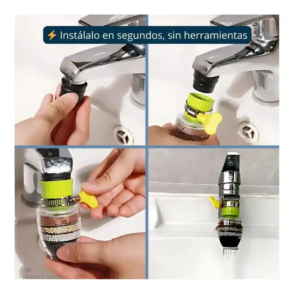 Filtro Purificador De Agua 4 Niveles Carbón Activo Grifos Llave