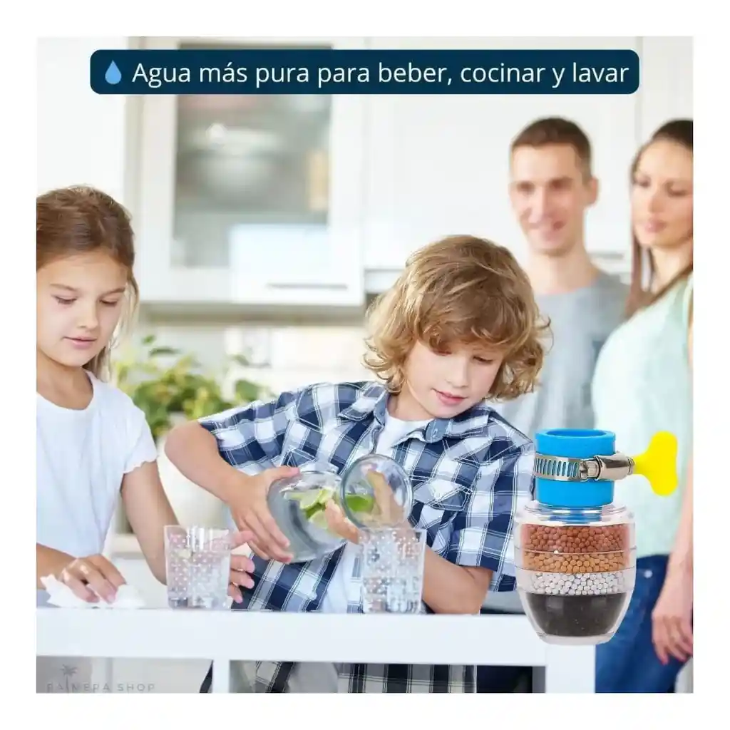 Filtro Purificador De Agua 4 Niveles Carbón Activo Grifos Llave