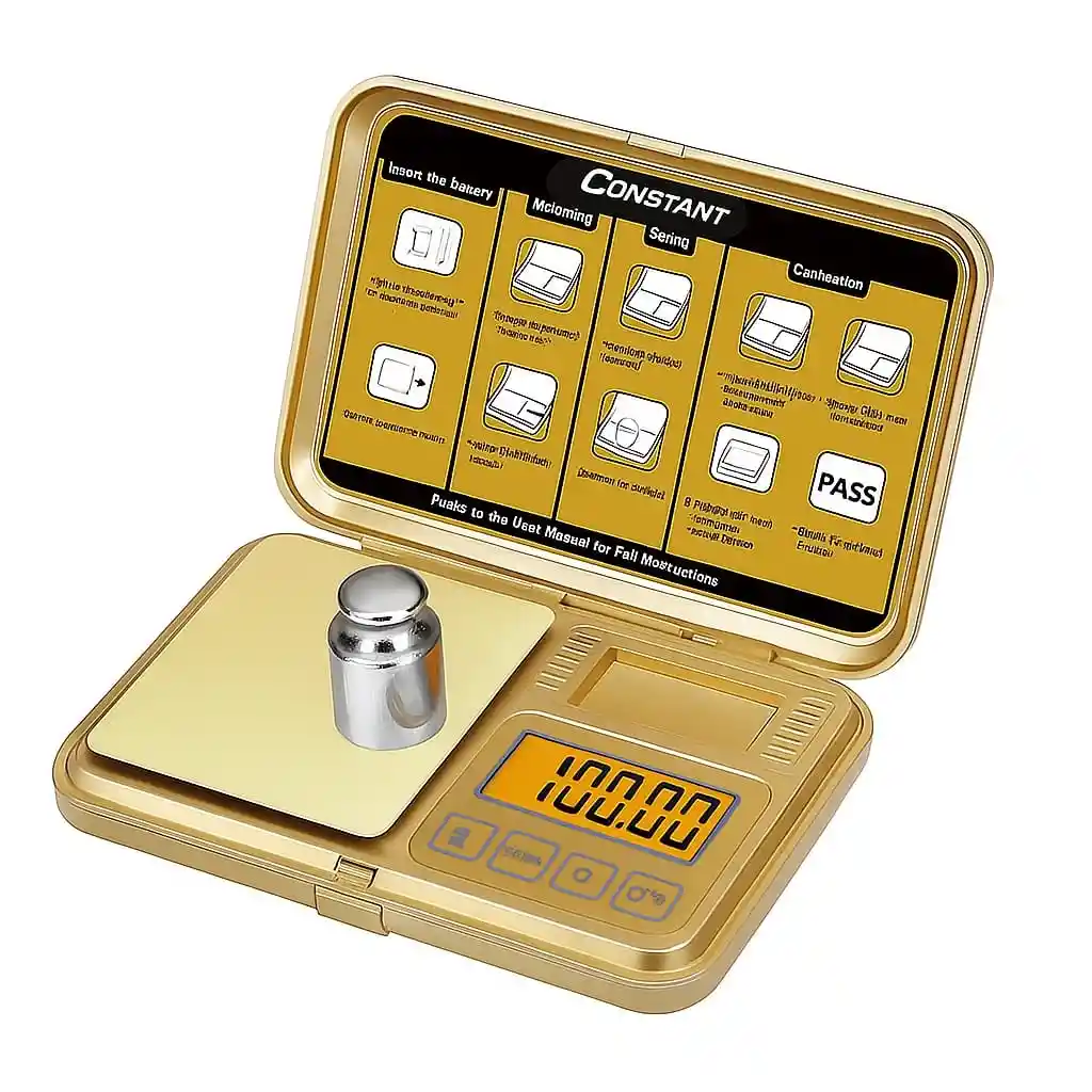 Gramera Digital Dorada Constant Modelo 14192-678c + Pesa Calibradora