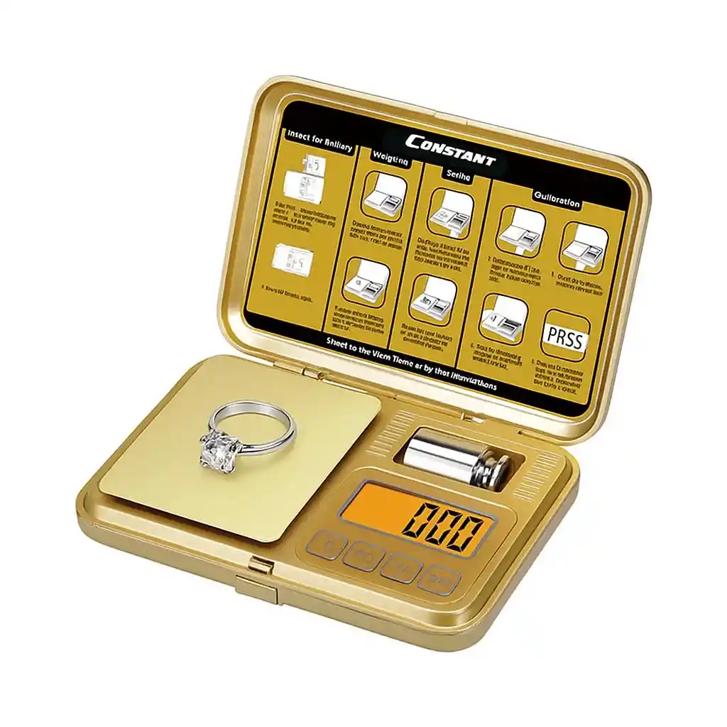 Gramera Digital Dorada Constant Modelo 14192-678c + Pesa Calibradora