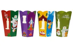 Faroles Navideños En Cartón Decorado X3 Und