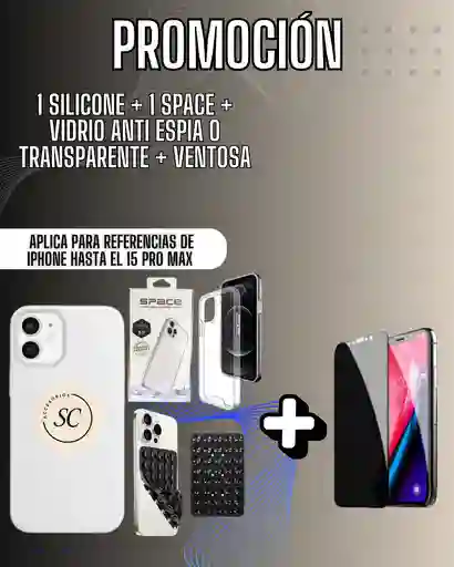 Promocion 1 Forro Silicone / 1 Forro Transparente / 1 Vidrio / 1 Ventosa