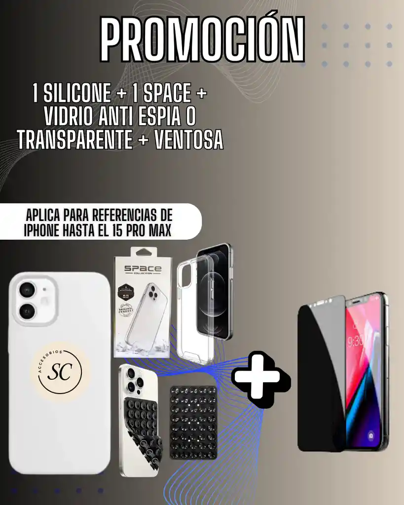 Promocion 1 Forro Silicone / 1 Forro Transparente / 1 Vidrio / 1 Ventosa