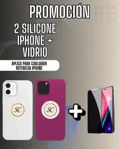 Promocion 2 Silicone + Vidrio Anti Espia Para Iphone