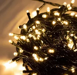 Extensión Lineal De Luces Led Para Decoración Navideña X 100 Bombillos Colorcalido O Amarillo Para Navidad Cable Verde