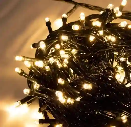 Extensión Lineal De Luces Led Para Decoración Navideña X 100 Bombillos Colorcalido O Amarillo Para Navidad Cable Verde