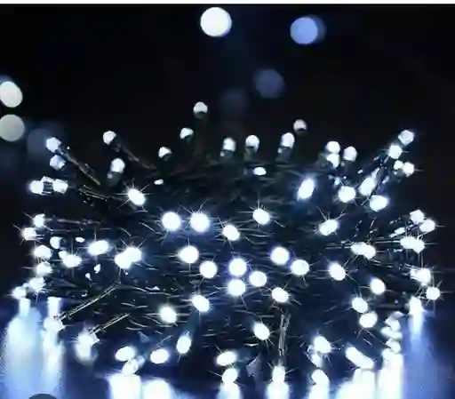 Luces De Navidad Humo Led Blanca X100 Bombillos Cable Verde