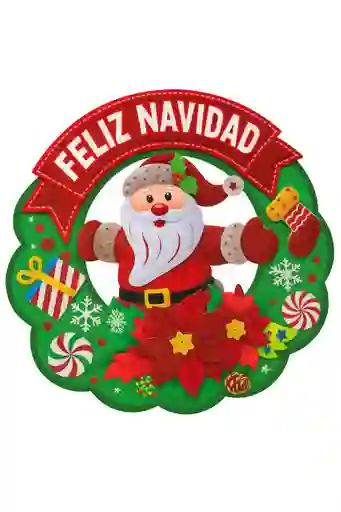 Corona Navideña “feliz Navidad” Con Papá Noel