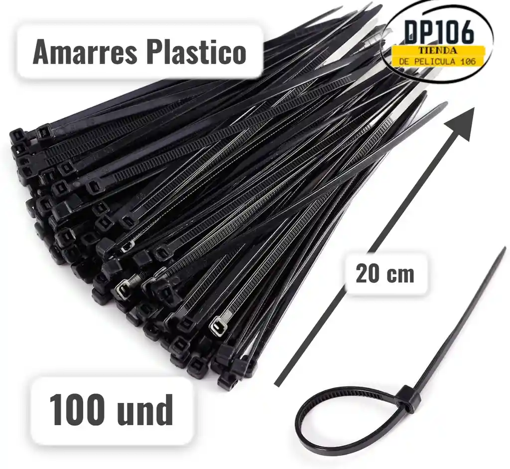 Amarre Plastico De 20 Cm X 100 Und