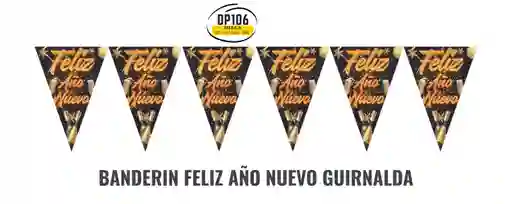 Banderin Guirnalda Feliz Año Nuevo Decoración Navidad Dorado Y Negro