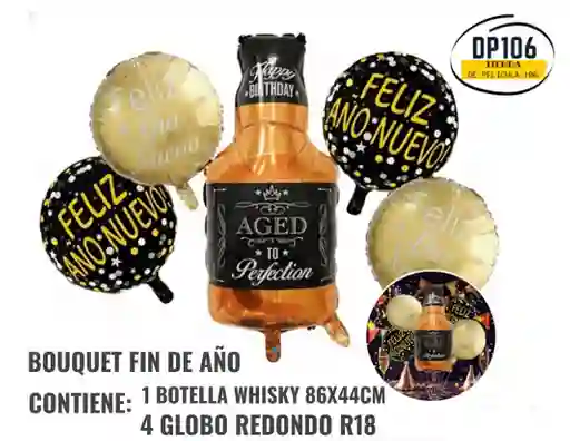 Bouquet De Globos Feliz Año Nuevo Botella Whisky Feliz Año Happy New Year